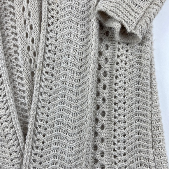 Final Touch Womens Cardigan Open Front Loose Knit Beige S/M - Picture 7 of 7